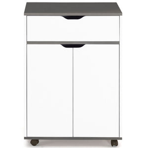 IDMarket - Credenza COSY con cassetto in legno bianco e ripiani grigi L.60 CM