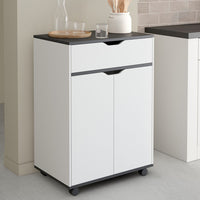 IDMarket - Credenza COSY con cassetto in legno bianco e ripiani grigi L.60 CM