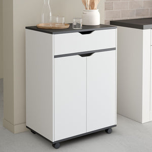 IDMarket - Credenza COSY con cassetto in legno bianco e ripiani grigi L.60 CM