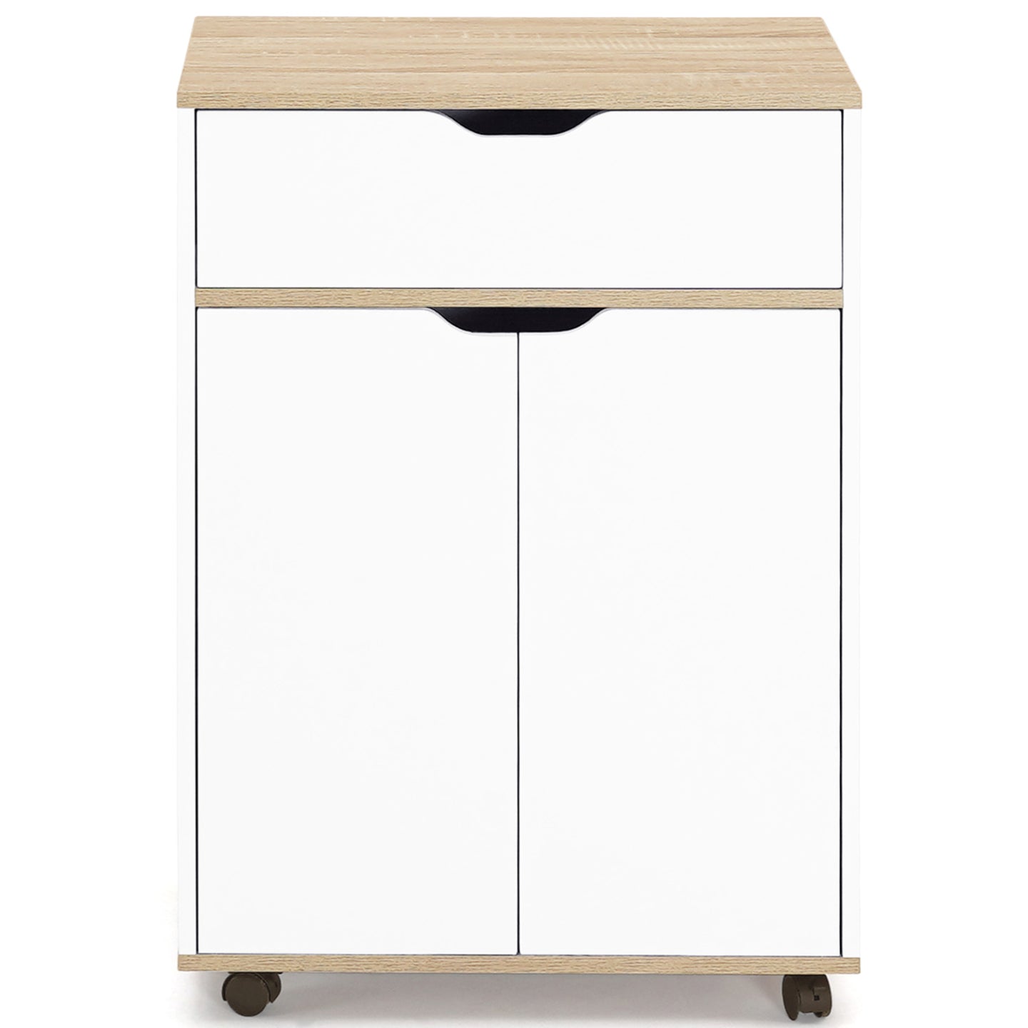 IDMarket - Credenza COSY con cassetto in legno bianco e ripiani in faggio L.60 CM