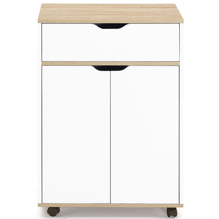 IDMarket - Credenza COSY con cassetto in legno bianco e ripiani in faggio L.60 CM