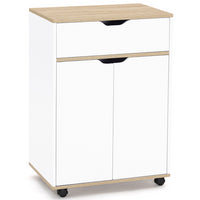 IDMarket - Credenza COSY con cassetto in legno bianco e ripiani in faggio L.60 CM