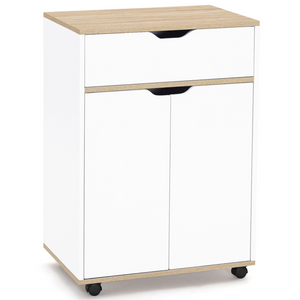 IDMarket - Credenza COSY con cassetto in legno bianco e ripiani in faggio L.60 CM