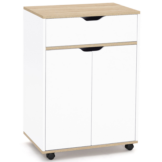 IDMarket - Credenza COSY con cassetto in legno bianco e ripiani in faggio L.60 CM