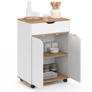 IDMarket - Credenza COSY con cassetto in legno bianco e ripiani in faggio L.60 CM