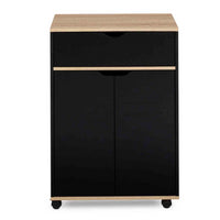 IDMarket - Credenza COSY con cassetto in legno nero e ripiani in faggio L.60 CM
