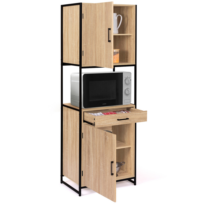 IDMarket - Credenza da cucina 60 CM DETROIT mobile di design industriale a 2 ante + cassetto