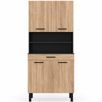 IDMarket - Credenza da cucina CINA 80 CM con 4 ante + cassetto, nero e faggio