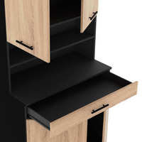 IDMarket - Credenza da cucina CINA 80 CM con 4 ante + cassetto, nero e faggio
