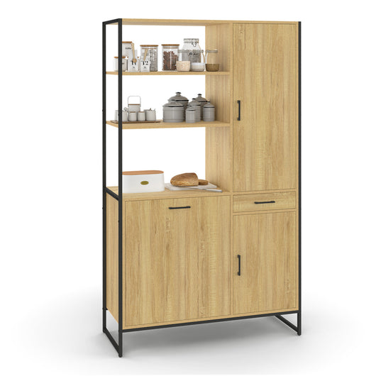 IDMarket - Credenza da cucina DETROIT con colonna portaoggetti 100 CM, 3 ante + cassetto, design industriale