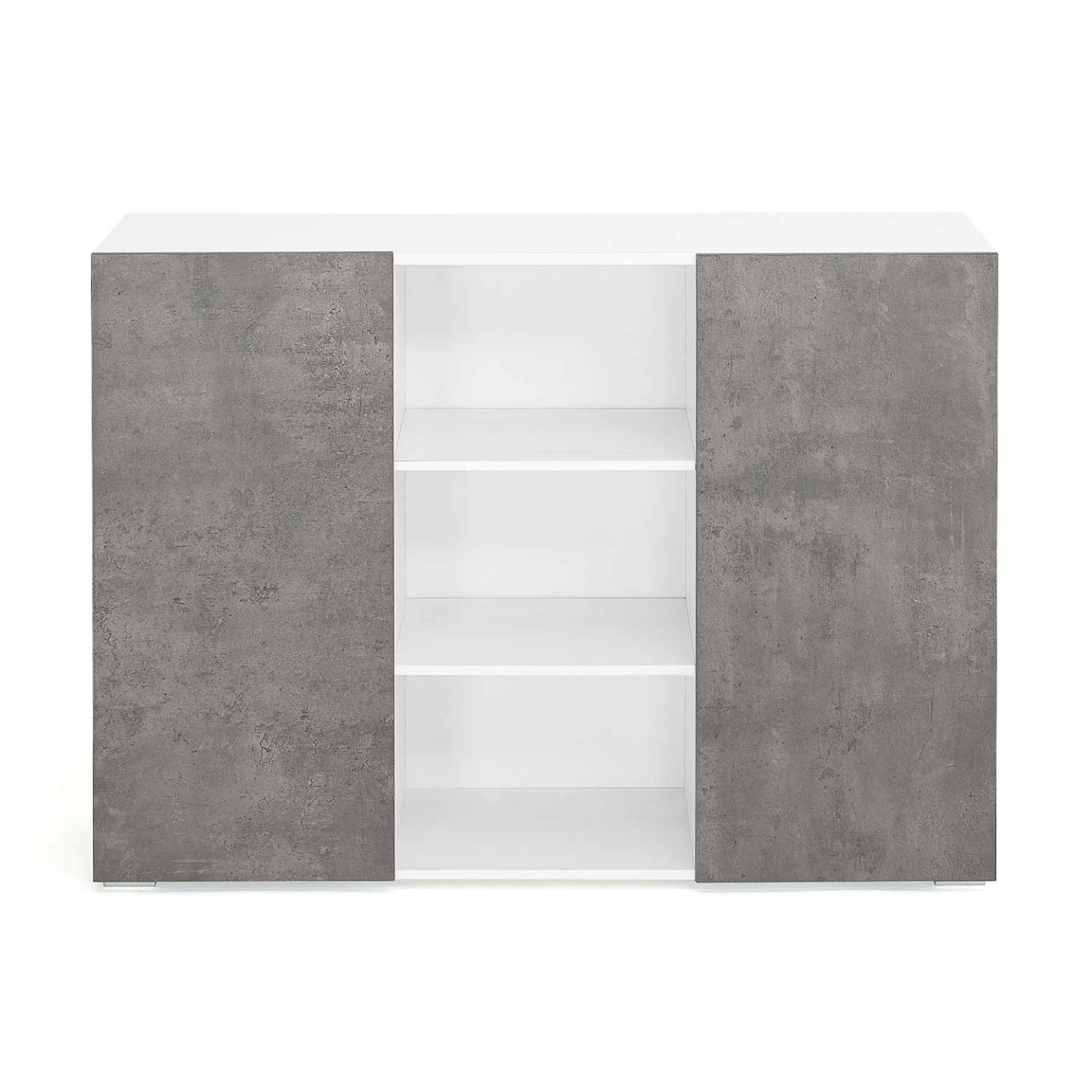 IDMarket - Credenza ELI 110 cm bianca a 2 ante effetto cemento