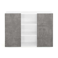 IDMarket - Credenza ELI 110 cm bianca a 2 ante effetto cemento