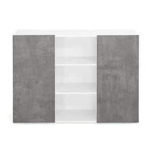 IDMarket - Credenza ELI 110 cm bianca a 2 ante effetto cemento