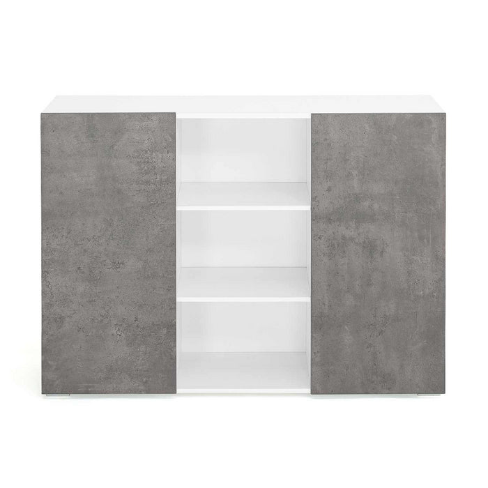 IDMarket - Credenza ELI 110 cm bianca a 2 ante effetto cemento