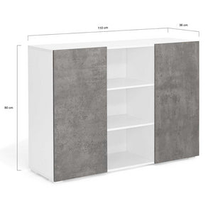 IDMarket - Credenza ELI 110 cm bianca a 2 ante effetto cemento