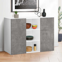 IDMarket - Credenza ELI 110 cm bianca a 2 ante effetto cemento