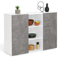IDMarket - Credenza ELI 110 cm bianca a 2 ante effetto cemento