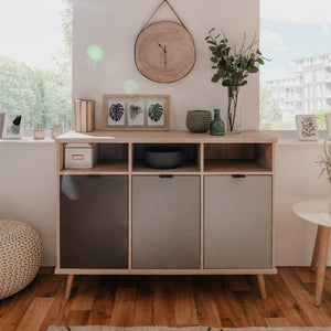 Credenza Epik51 con 3 ante 120x40x88,3 colore rovere antracite grigio