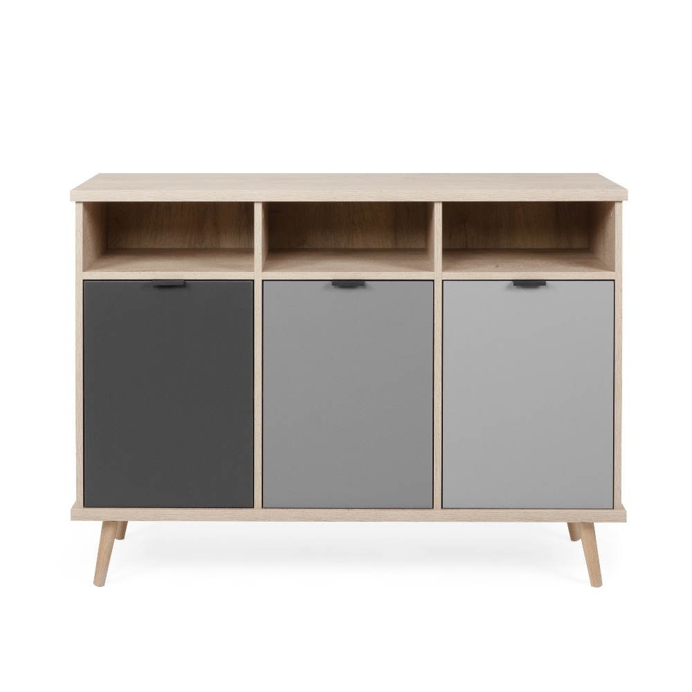 Credenza Epik51 con 3 ante 120x40x88,3 colore rovere antracite grigio