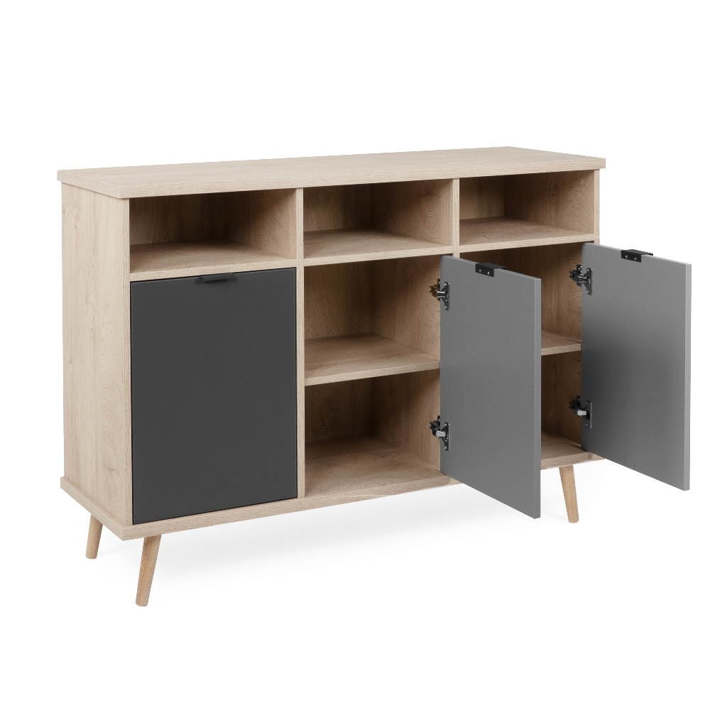 Credenza Epik51 con 3 ante 120x40x88,3 colore rovere antracite grigio