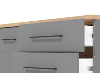 Credenza moderna 4 cassetti e 2 ante, Grigio grafite e Rovere ZFM76411011