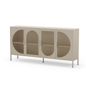 Credenza in metallo Tayra con 4 ante reticolate crema 160x40x90H – Stile moderno e anima industrial
