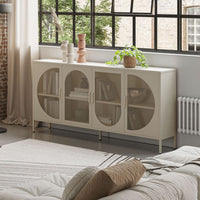 Credenza in metallo Tayra con 4 ante reticolate crema 160x40x90H – Stile moderno e anima industrial