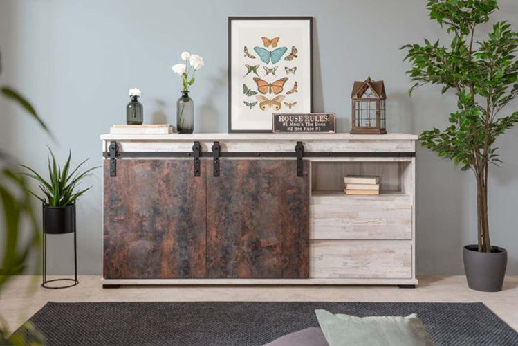 Madia Tromso con 2 ante e 2 cassetti Willow e Acero invecchiato, ZFRSEVIMAD2A2C