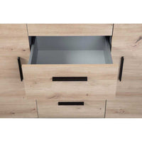 Credenza Inter Link in laminato Antracite +  frontale quercia con 2 ante e 4 cassetti