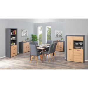 Credenza Inter Link in laminato Antracite +  frontale quercia con 2 ante e 4 cassetti