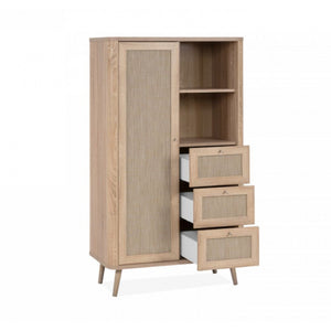 Credenza KUTA53 rovere sonoma 3 cassetti e anta effetto rafia