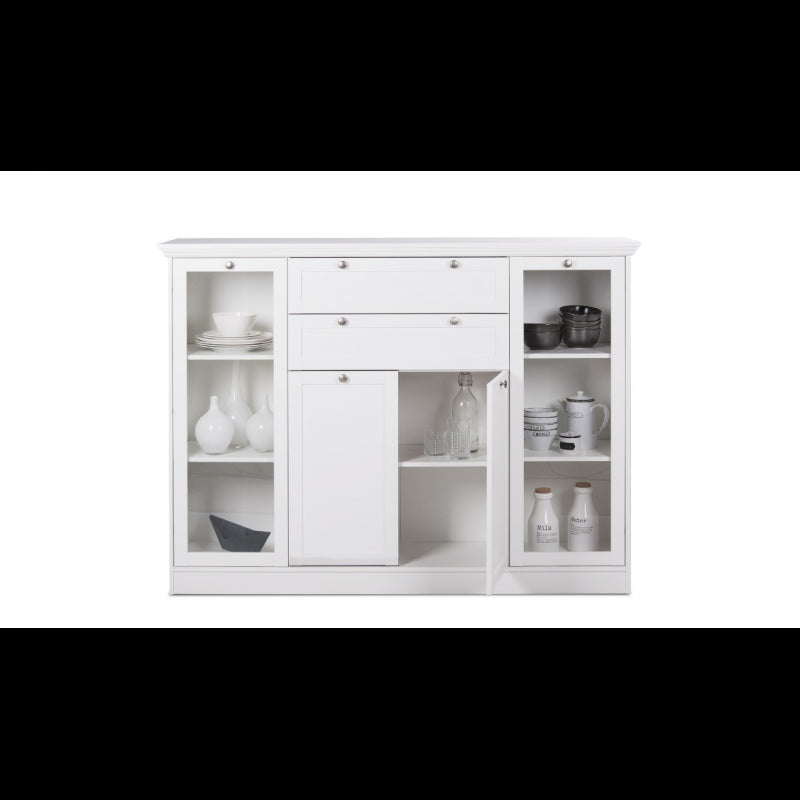 Credenza Landwood 53 bianca con vetrina