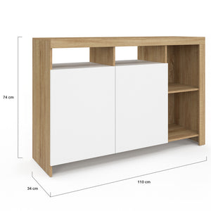 IDMarket - Credenza MALO 110 cm, legno e ante bianche