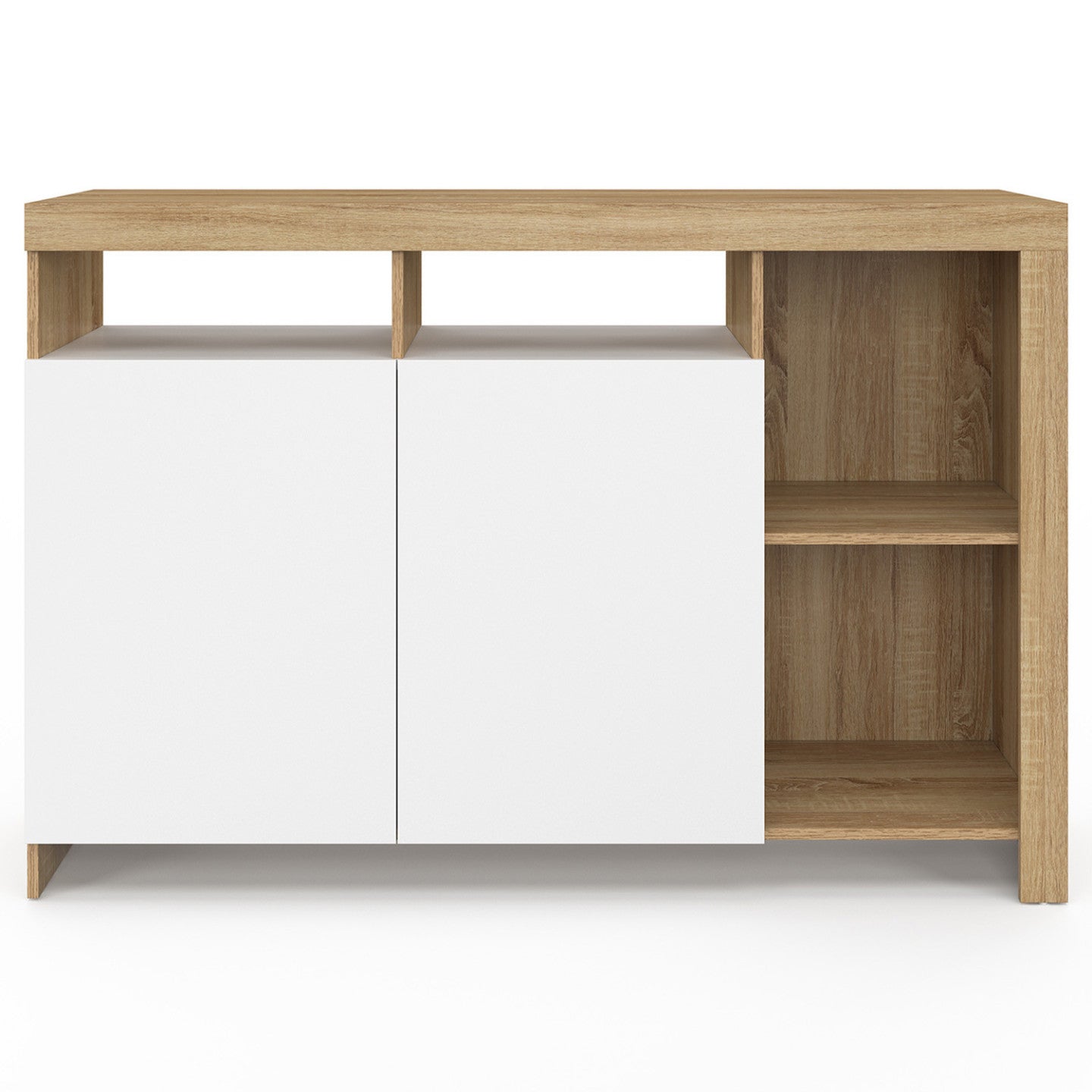 IDMarket - Credenza MALO 110 cm, legno e ante bianche