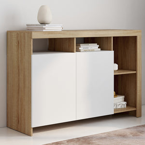 IDMarket - Credenza MALO 110 cm, legno e ante bianche