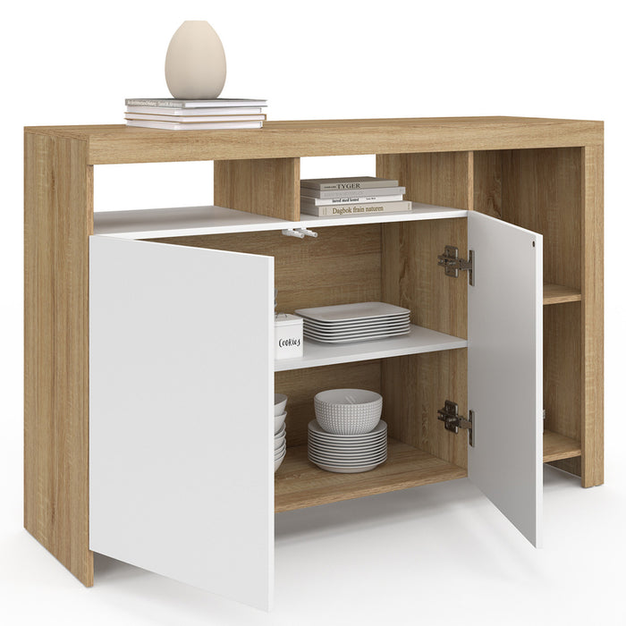 IDMarket - Credenza MALO 110 cm, legno e ante bianche