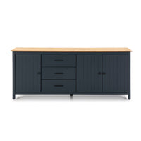 Credenza Miranda in legno massiccio colore blu e pino 191x40x80H - 3 Ante e 3 cassetti