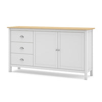 Credenza Misti bianco e rovere con 2 ante e 3 cassetti in legno massiccio 150x40x80H