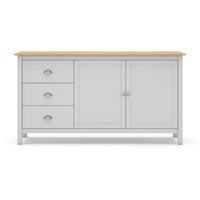Credenza Misti bianco e rovere con 2 ante e 3 cassetti in legno massiccio 150x40x80H