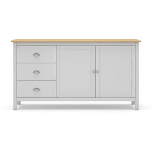 Credenza Misti bianco e rovere con 2 ante e 3 cassetti in legno massiccio 150x40x80H