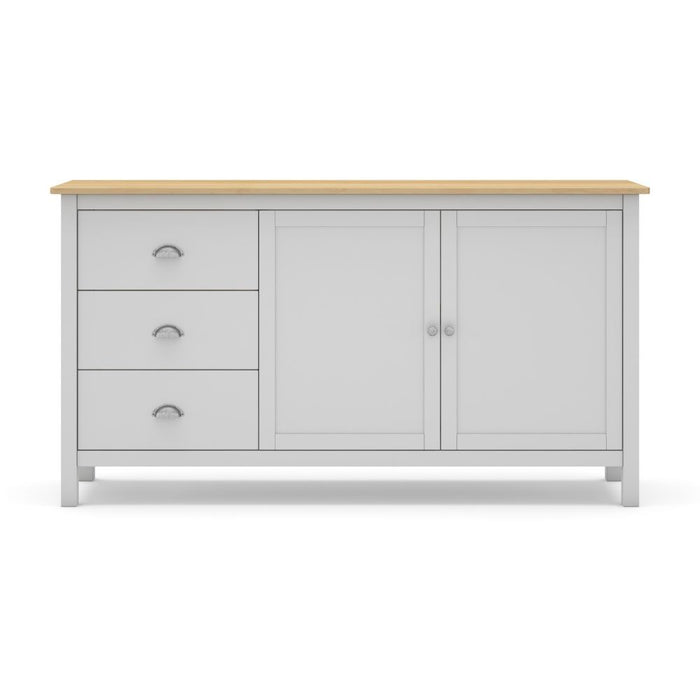 Credenza Misti bianco e rovere con 2 ante e 3 cassetti in legno massiccio 150x40x80H