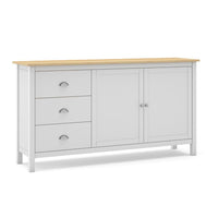 Credenza Misti bianco e rovere con 2 ante e 3 cassetti in legno massiccio 150x40x80H