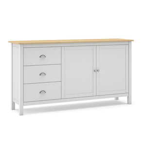Credenza Misti bianco e rovere con 2 ante e 3 cassetti in legno massiccio 150x40x80H