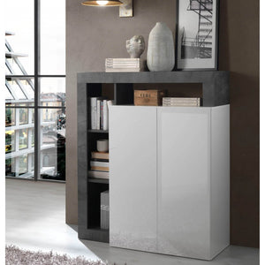 Credenza Mogol 108x42x127H colore bianco lucido ossido