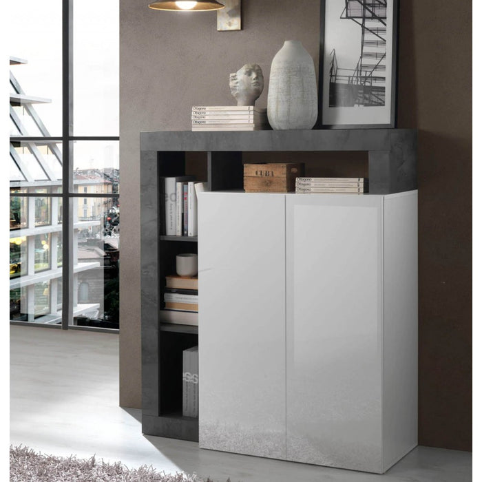 Credenza Mogol 108x42x127H colore bianco lucido ossido