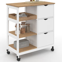 IDMarket - Credenza MUNA 3 cestini + 1 vassoio estraibile effetto bianco e faggio L.76 cm