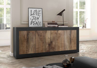 Credenza Moderna, Madia con 4 ante, colore nero e pero ZLCBSC-NER4PER