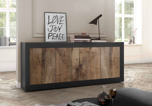 Credenza Moderna, Madia con 4 ante, colore nero e pero ZLCBSC-NER4PER