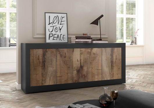 Credenza Moderna, Madia con 4 ante, colore nero e pero ZLCBSC-NER4PER