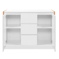 Credenza New Denver2 con 3 cassetti e 2 ante bianco e rovere 120x40x88H